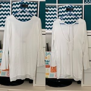 White long sleeve scoop back dress